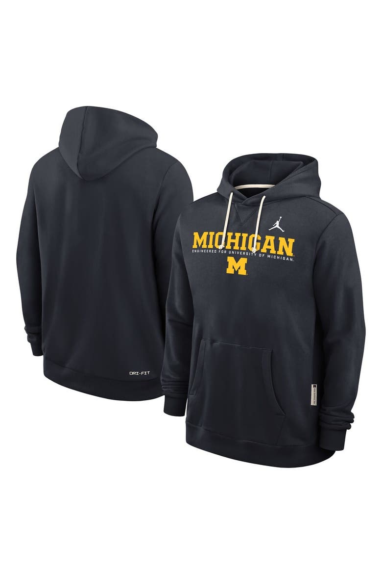 Men's Jordan Brand Navy Michigan Wolverines 2025 Sideline Standard Issue Dri-FIT Hoodie, Alternate, color, Navy