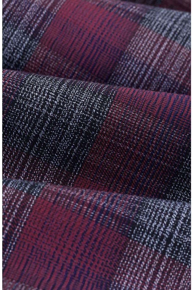 Karl Shaped Fit Plaid Cotton & Cashmere Button-Up Shirt, Alternate, color, BURGUNDY