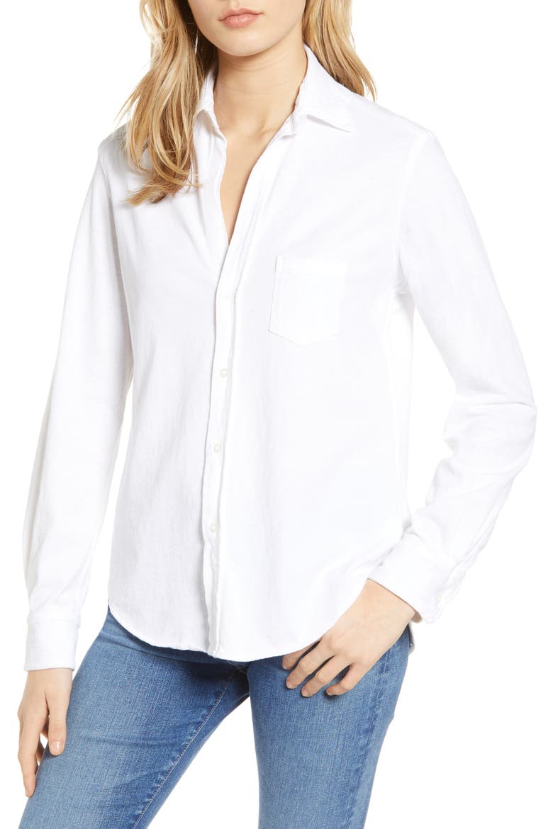 Tee Lab Knit Button Down Shirt, Main, color, WHITE