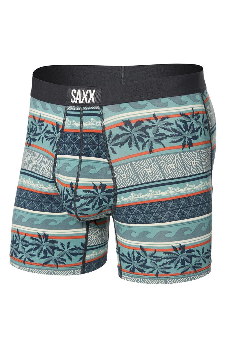 SAXX Ultra Super Soft Boxer Briefs, Alternate, color, Beach Shack Stripe-Teal