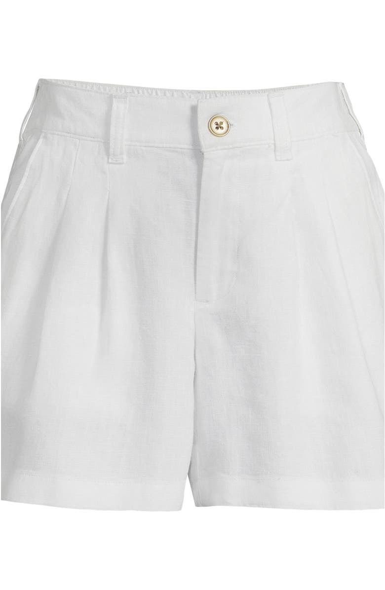 Lands' End High Rise Pleated A-line 5" Linen Shorts, Alternate, color, White