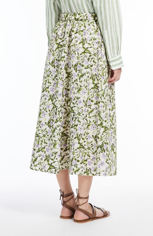 Weekend Max Mara Orme Embroidered Poplin Midi Skirt In Ecru