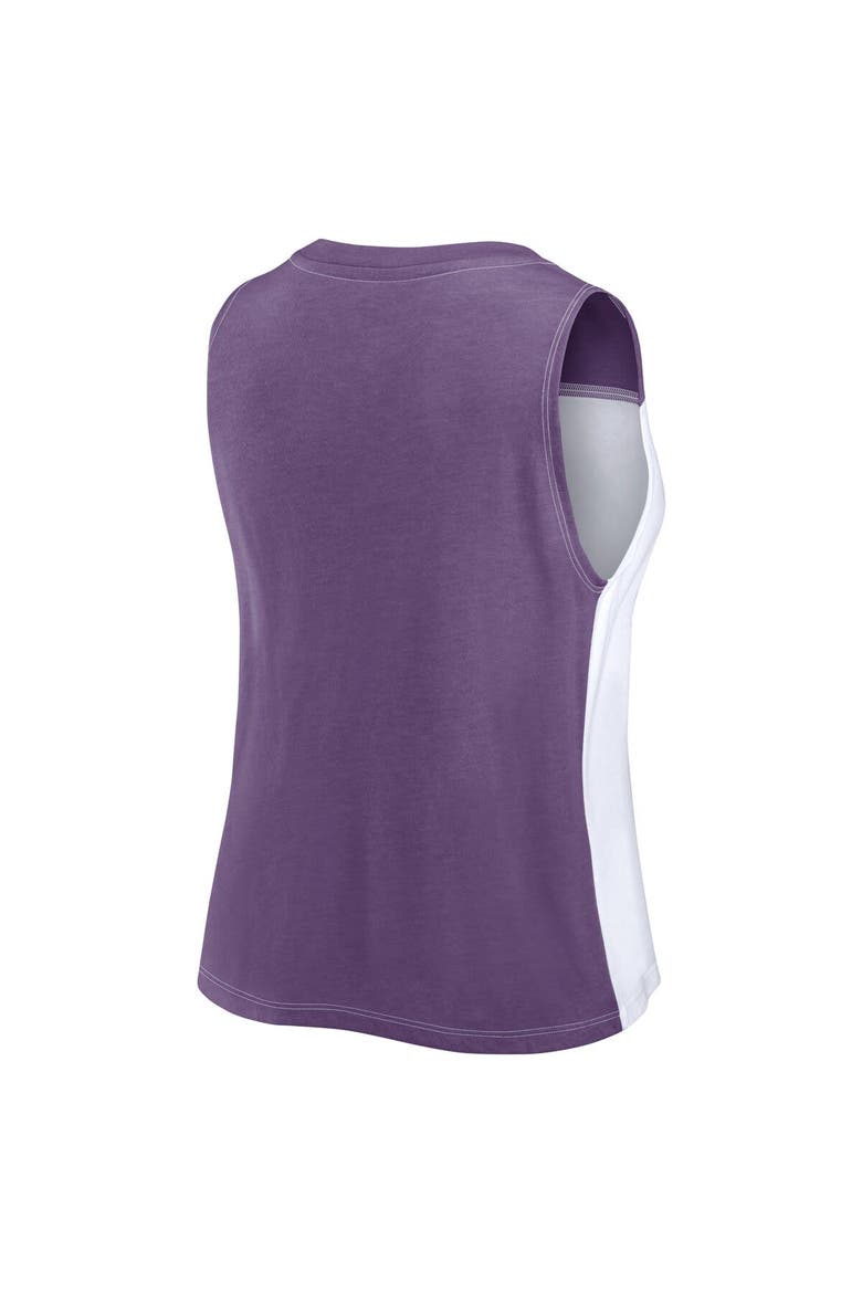Women's Fanatics Branded Purple/White Minnesota Vikings Script Color Block Tank Top, Alternate, color, Purple