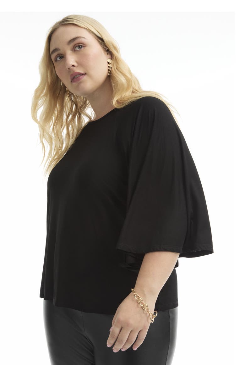 June + Vie Flared Raglan Sleeve Breton Tee, Alternate, color, Black Onyx