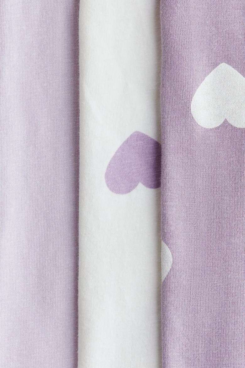 3-pack Cotton Jersey Leggings, Alternate, color, White/lilac hearts