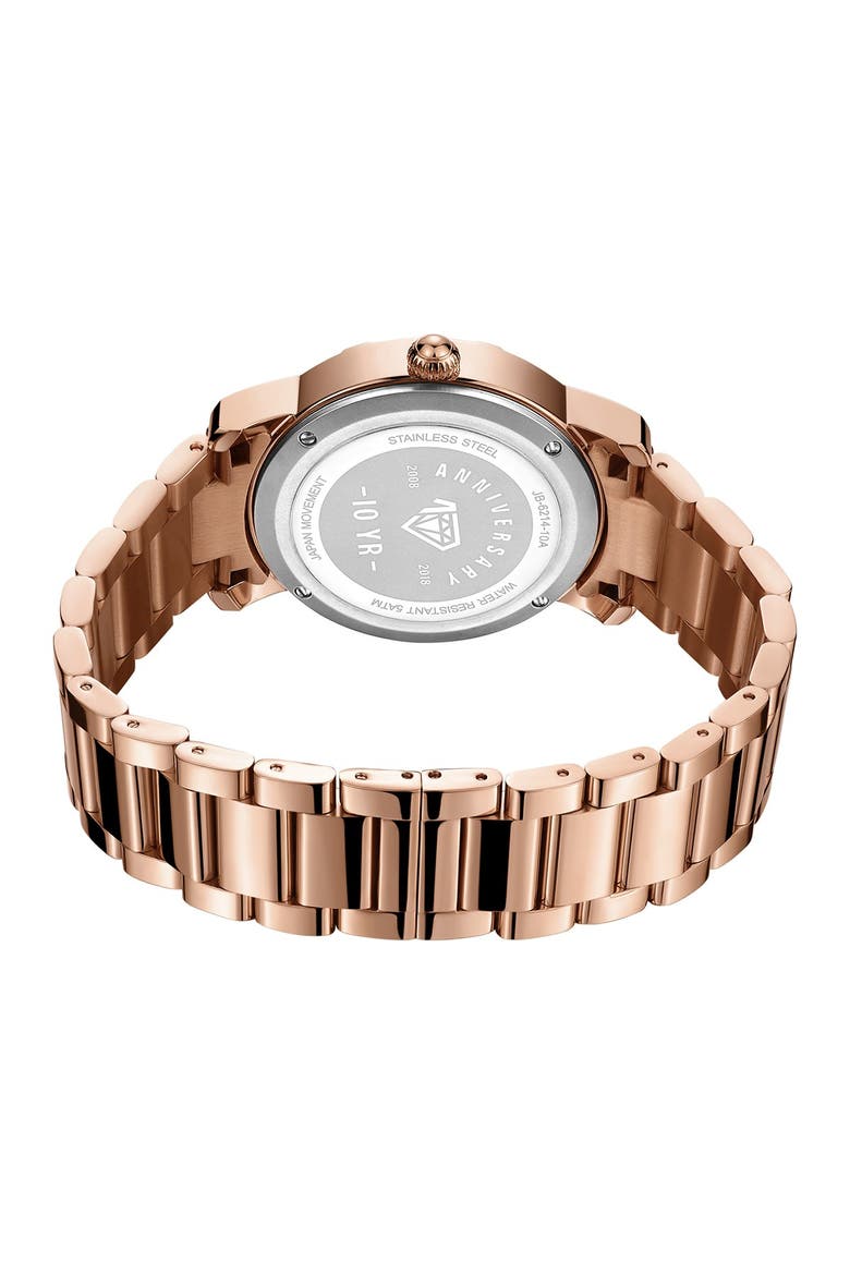 Women's Olympia 10 Year Anniversary Diamond Bracelet Strap Watch, 37mm - 0.20 ctw, Alternate, color, ROSE GOLD