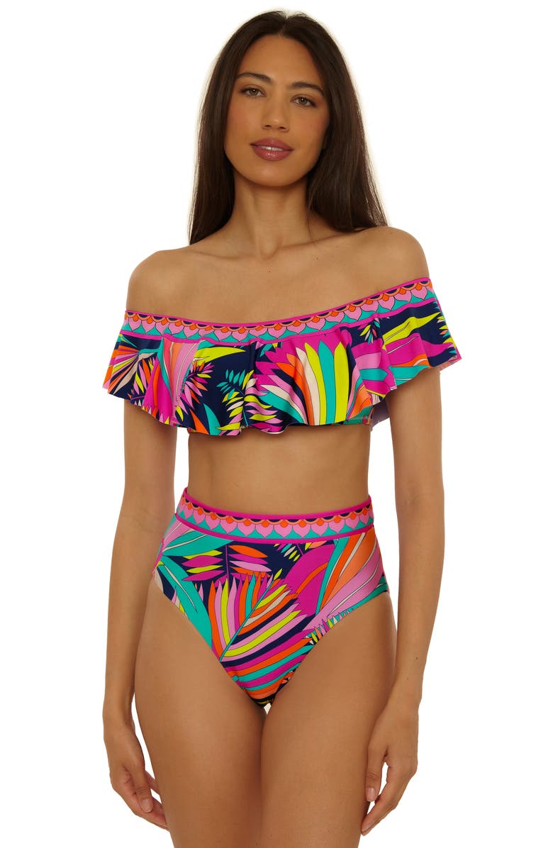 Trina Turk Paralia Reversible High Waist Bikini Bottoms, Alternate, color, Multi