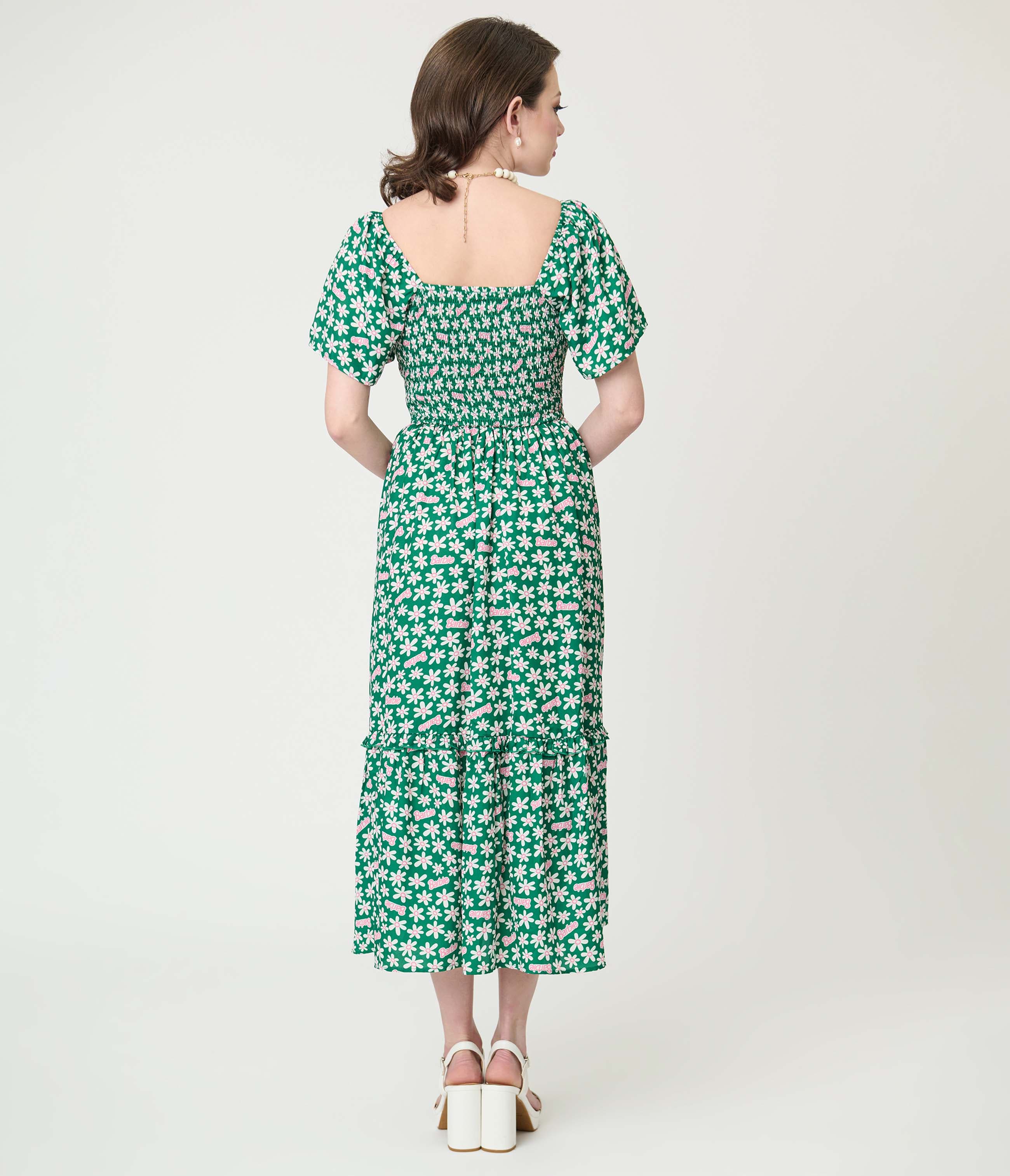 Smocked Bodice Midi Dress - image 4