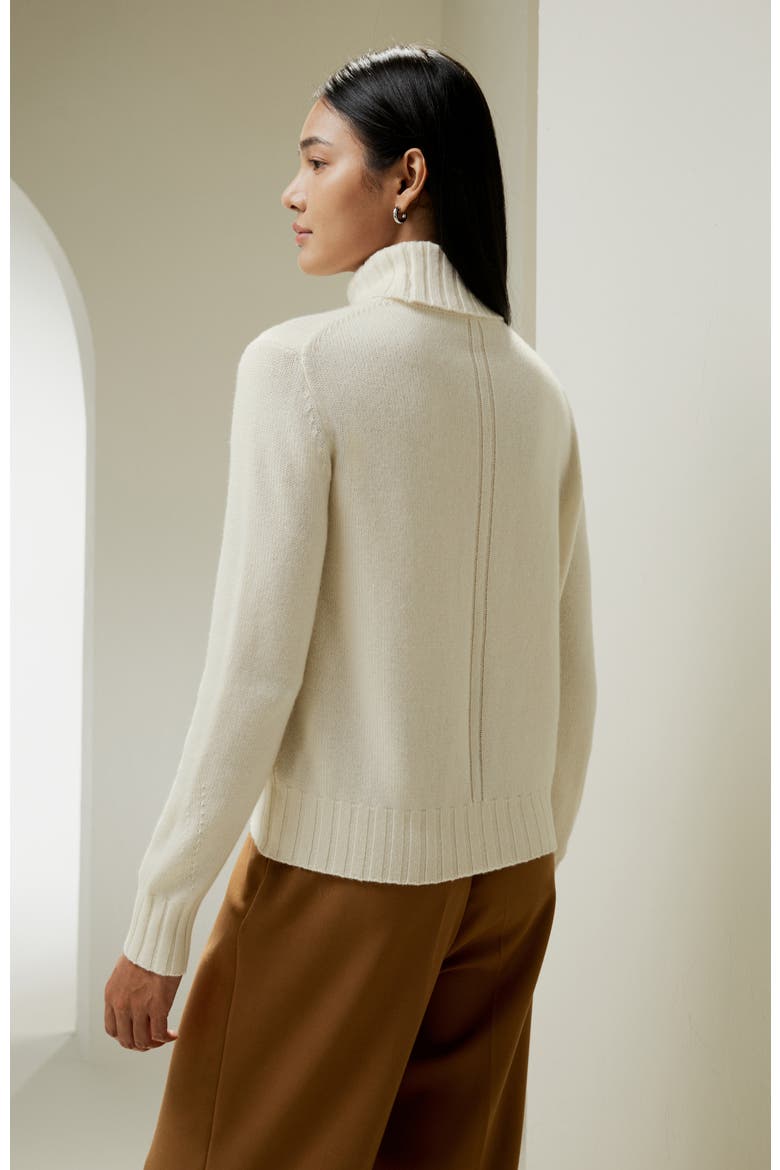 Women's Turtleneck Sweater with Rib Hemline, Alternate, color, White