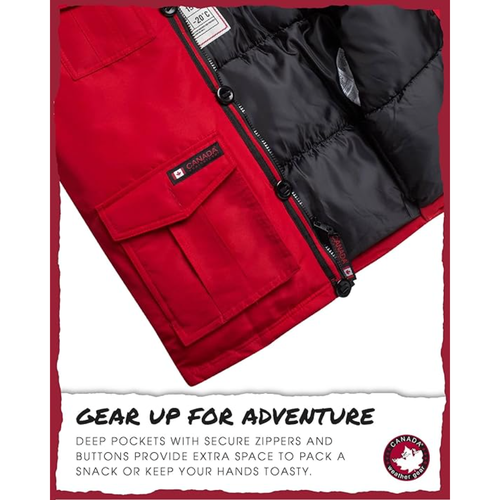 Canada Weather Gear Boys' Heavyweight Winter Ski Jacket In Red