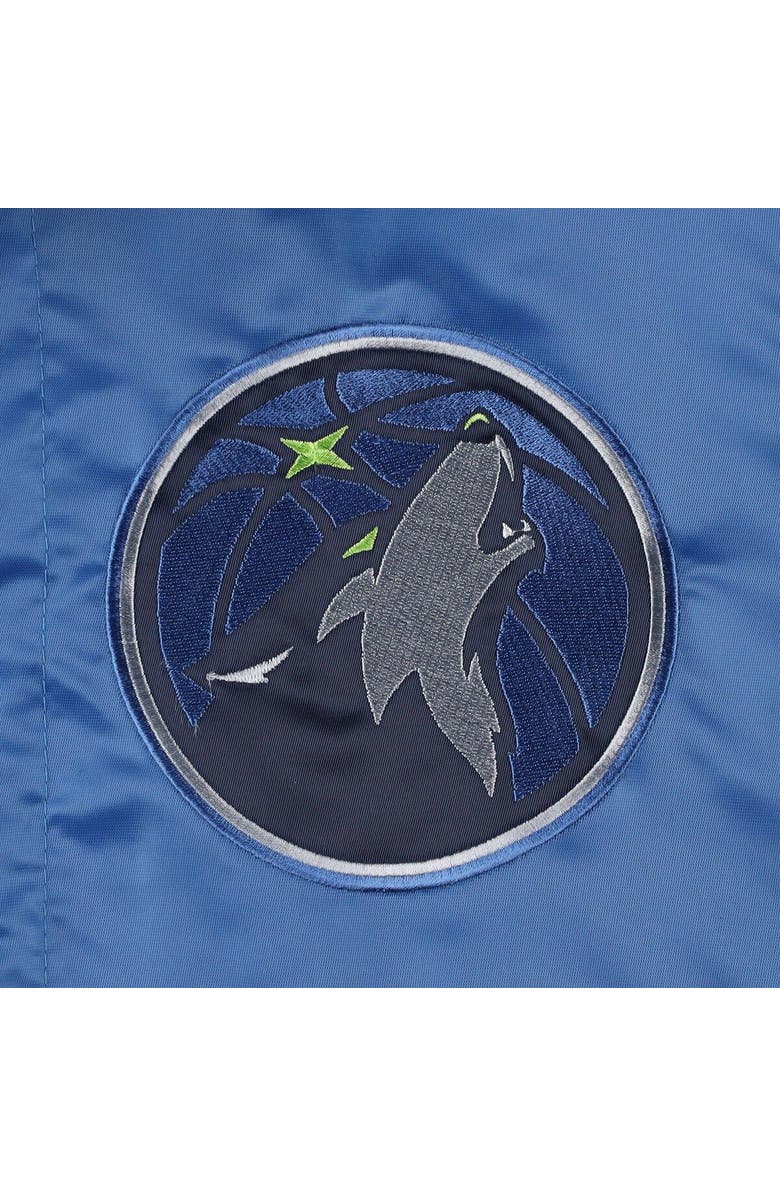 STARTER Men's Starter Blue Minnesota Timberwolves Force Play Satin Full-Snap Varsity Jacket, Alternate, color,