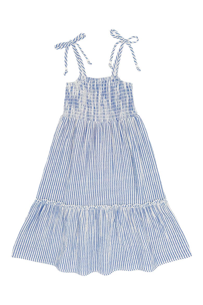 Kids' Harper Stripe Shoulder Tie Dress, Main, color, MARINA BLUE