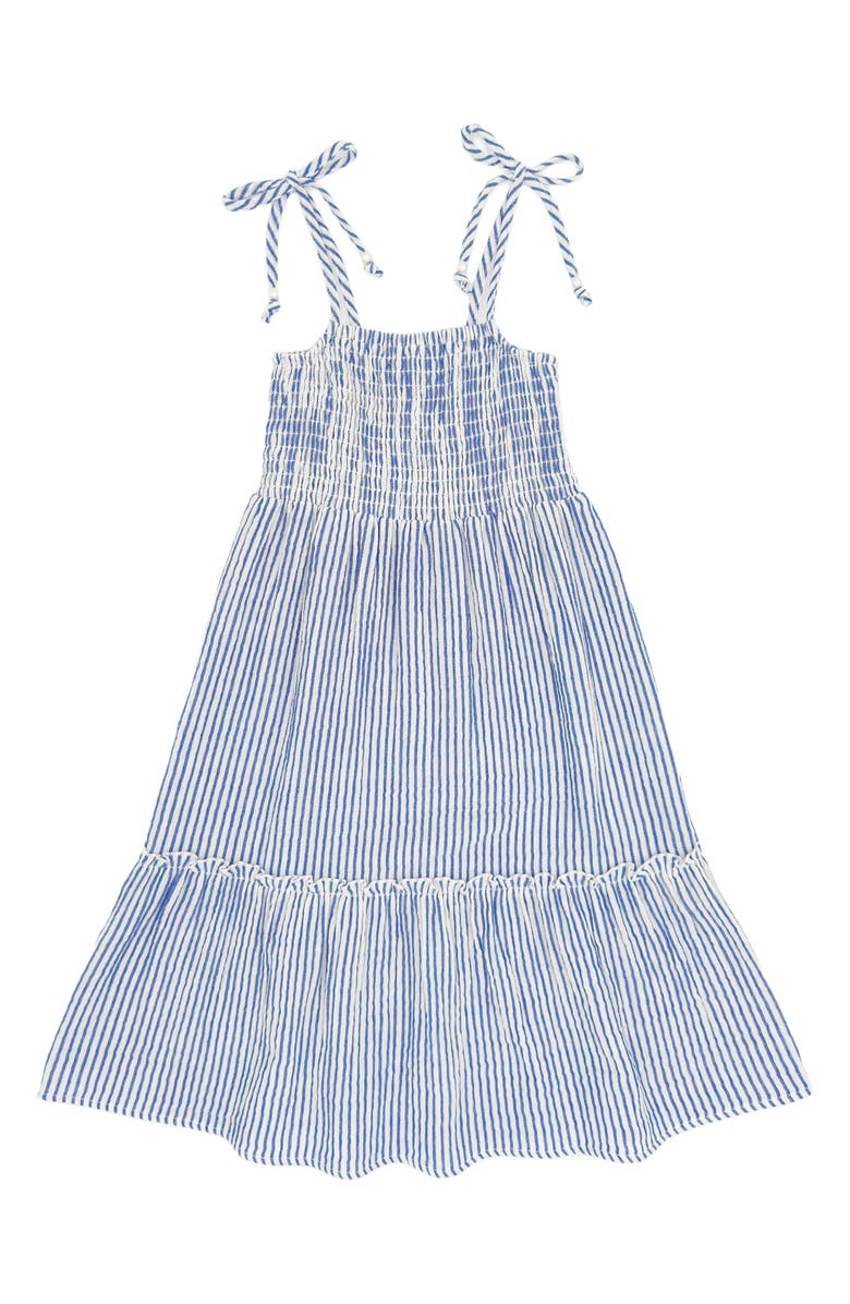 Feather 4 Arrow Kids' Harper Stripe Shoulder Tie Dress, Main, color, Marina Blue