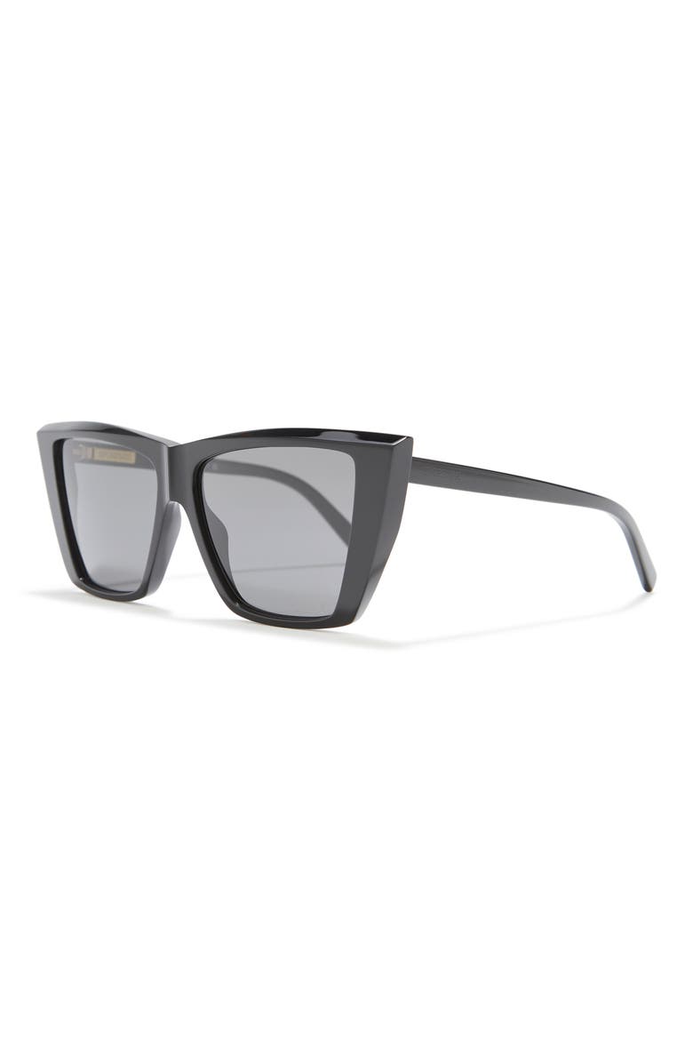 56mm Butterfly Sunglasses, Alternate, color, SHINY BLACK / SMOKE