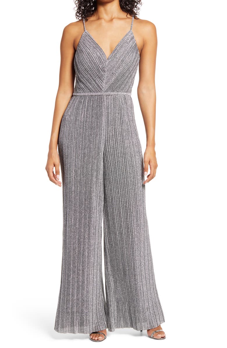 Vince Camuto Micro Pleated Metallic Jumpsuit, Main, color,