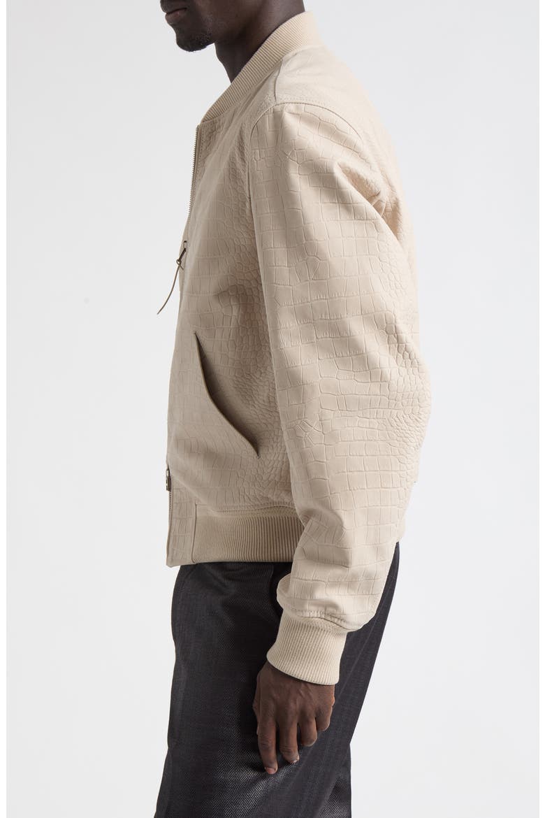 Croc Embossed Nubuck Bomber Jacket, Alternate, color, PEYOTE