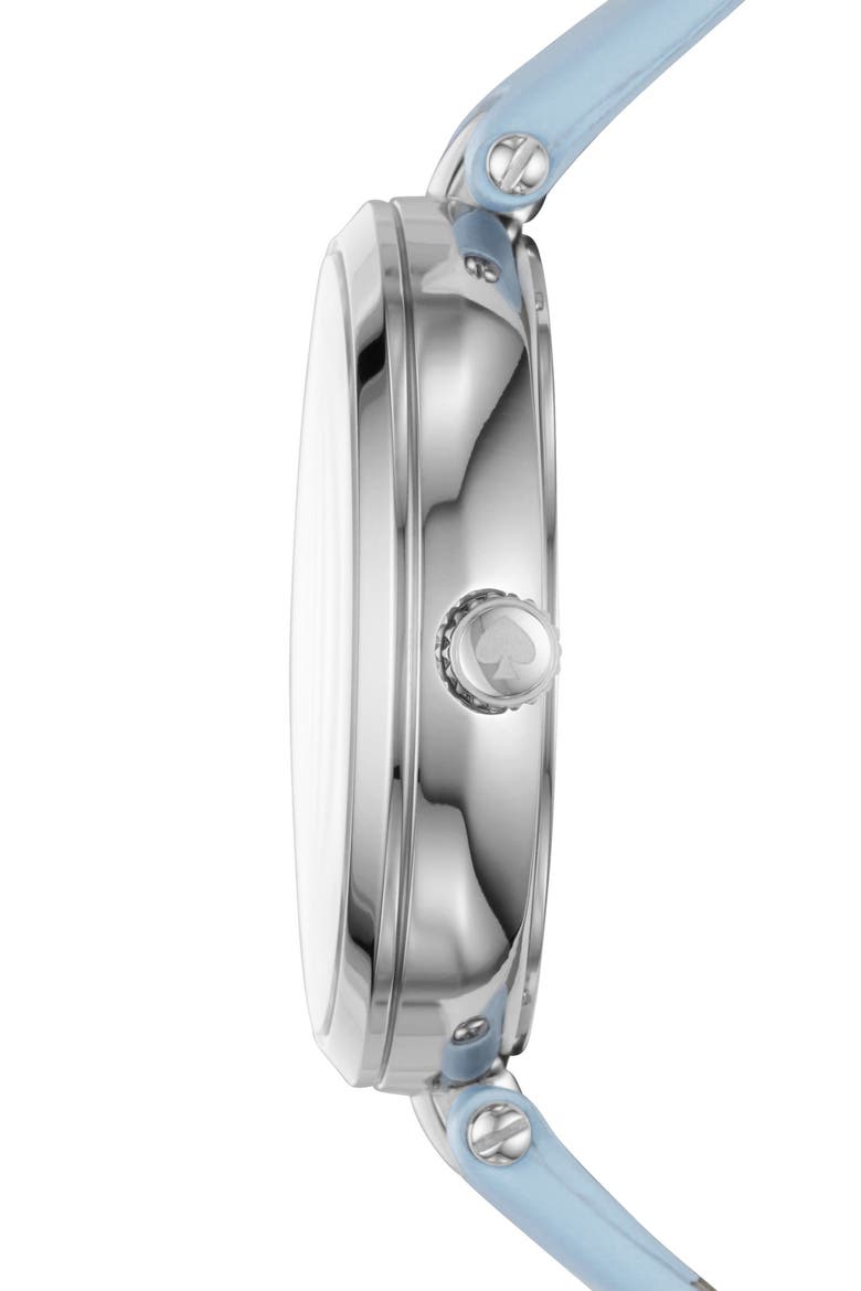 holland leather strap watch, 34mm, Alternate, color, BLUE/ MOP/ SILVER