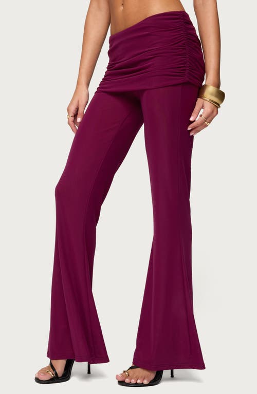 Edikted Halli Foldover Flare Pants In Pink