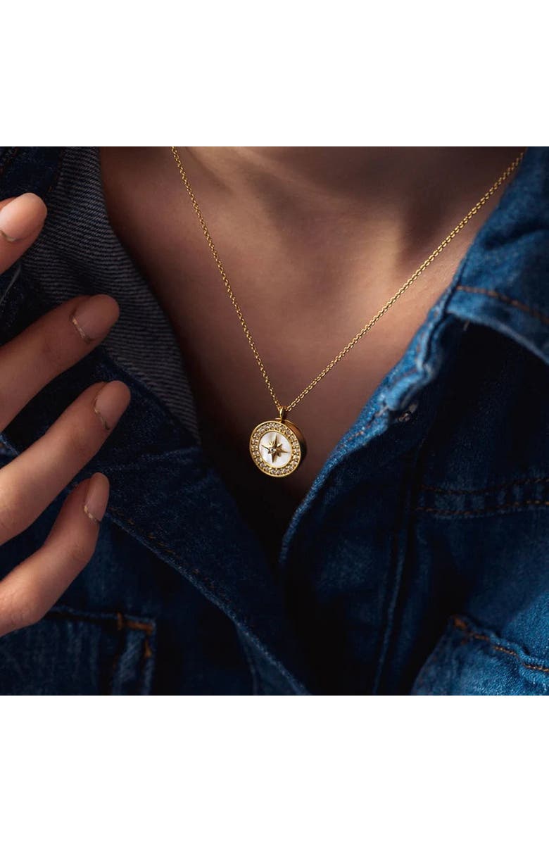 Astley Clarke Gold Polaris Mother of Pearl Locket Necklace, Alternate, color, Mother Of Pearl