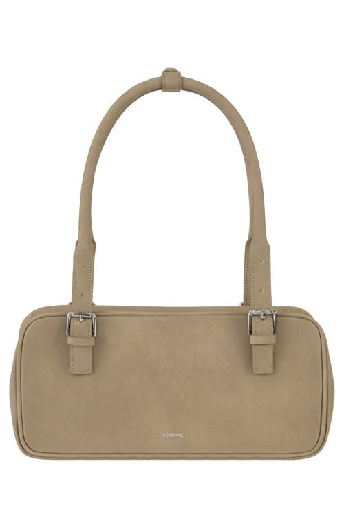 Stand Oil Faux Leather Square Bowling Bag In Brown