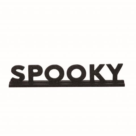 Wood Black Halloween Glitter Spooky Block Decor