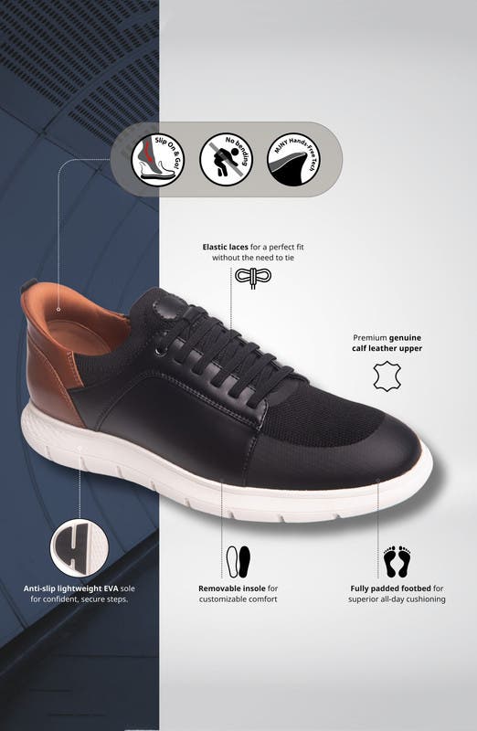 Newbury Street Hands Free Technology Lightweight Leather Sneaker, Alternate, color, Black Napa Leather