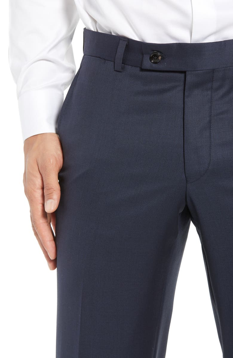 Ted Baker London Jefferson Flat Front Wool Dress Pants, Alternate, color, Navy