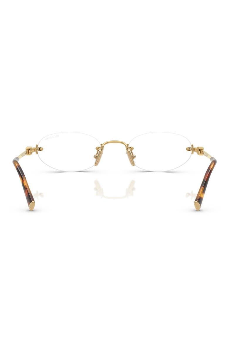 51mm Oval Rimless Sunglasses, Alternate, color, GOLD / CLEAR BLUE LIGHT FILTER