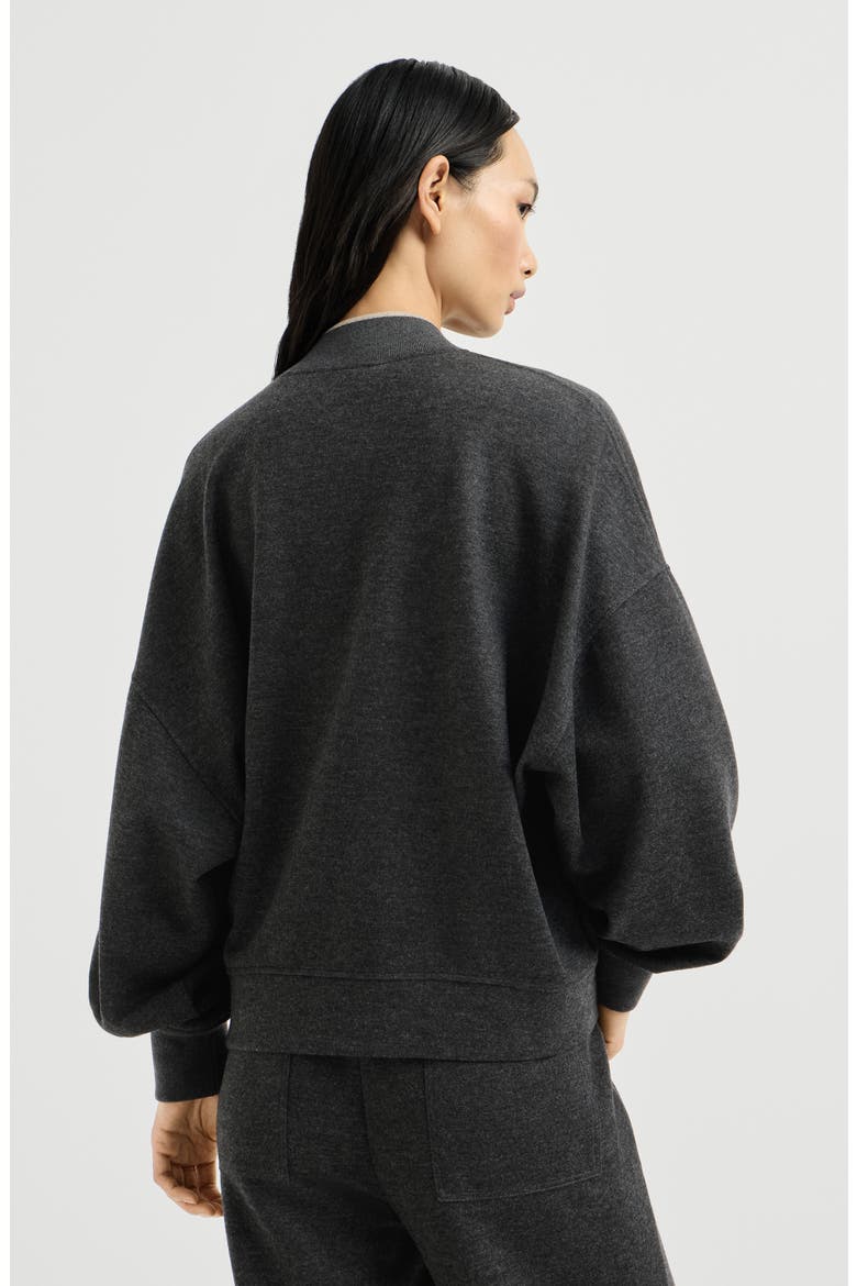 Cashmere interlock bomber-style sweatshirt with logo, Alternate, color, Anthracite