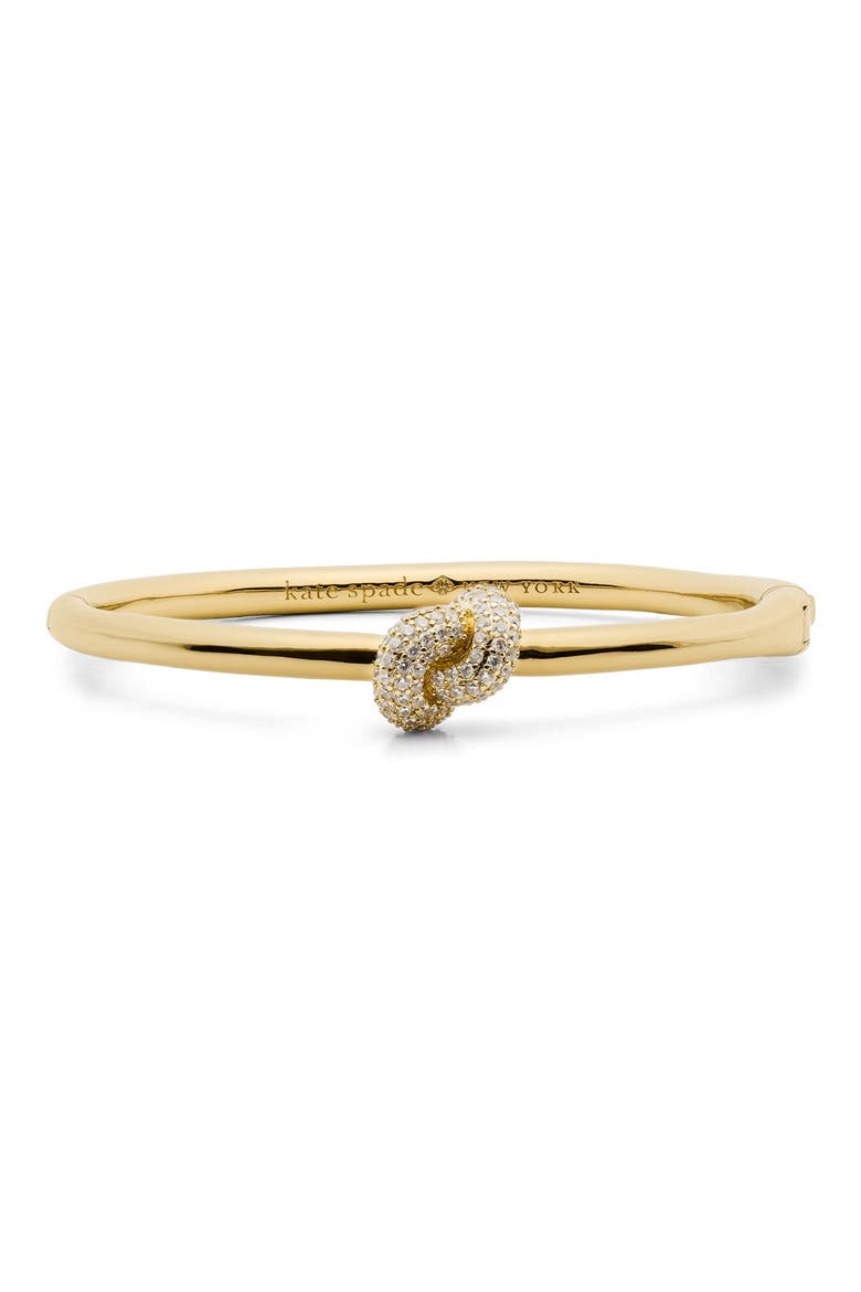 Pavé Knot Hinge Bangle, Main, color, CLEAR/ GOLD
