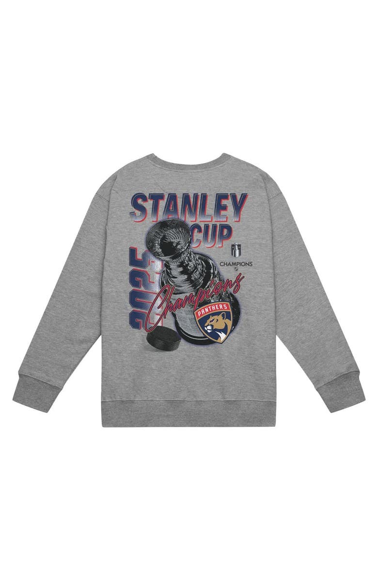 Mitchell & Ness Men's Mitchell & Ness Heather Gray Florida Panthers 2025 Stanley Cup Champions Pullover Sweatshirt, Alternate, color, 