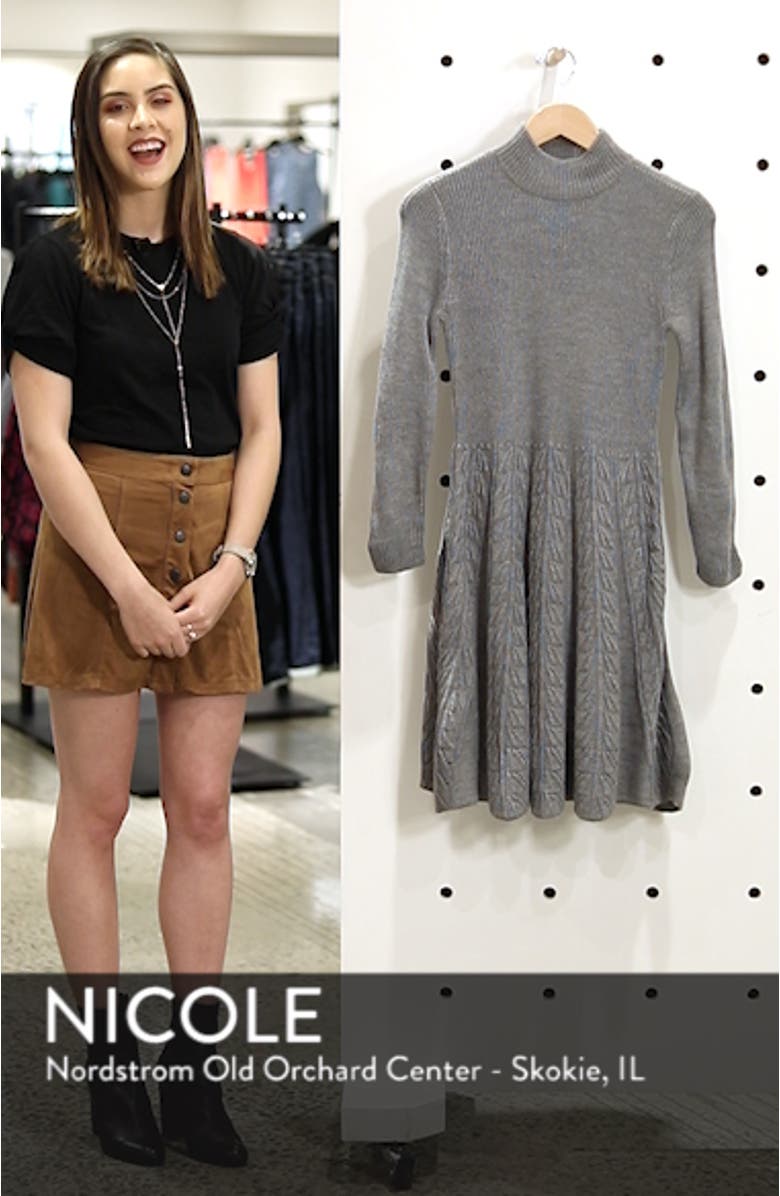 Mock Neck Fit & Flare Sweater Dress, sales video thumbnail