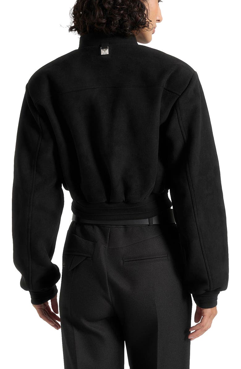 Manière De Voir Monique Suede Wide Shoulder Bomber Jacket, Alternate, color, Black