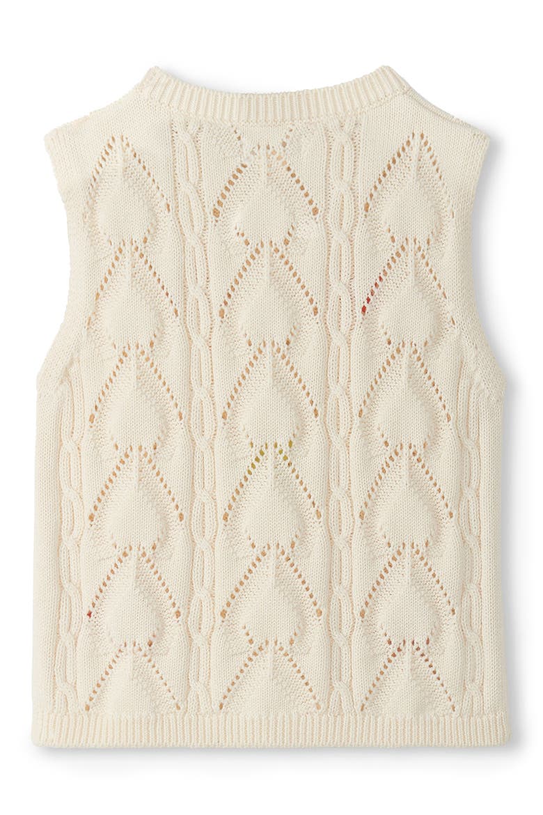 Kids' Embroidered Flower Sleeveless Knit Top, Alternate, color, CREAM