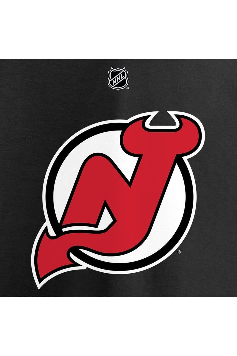 Men's Fanatics Branded Jack Hughes Black New Jersey Devils Authentic Stack Name & Number T-Shirt, Alternate, color, BLACK