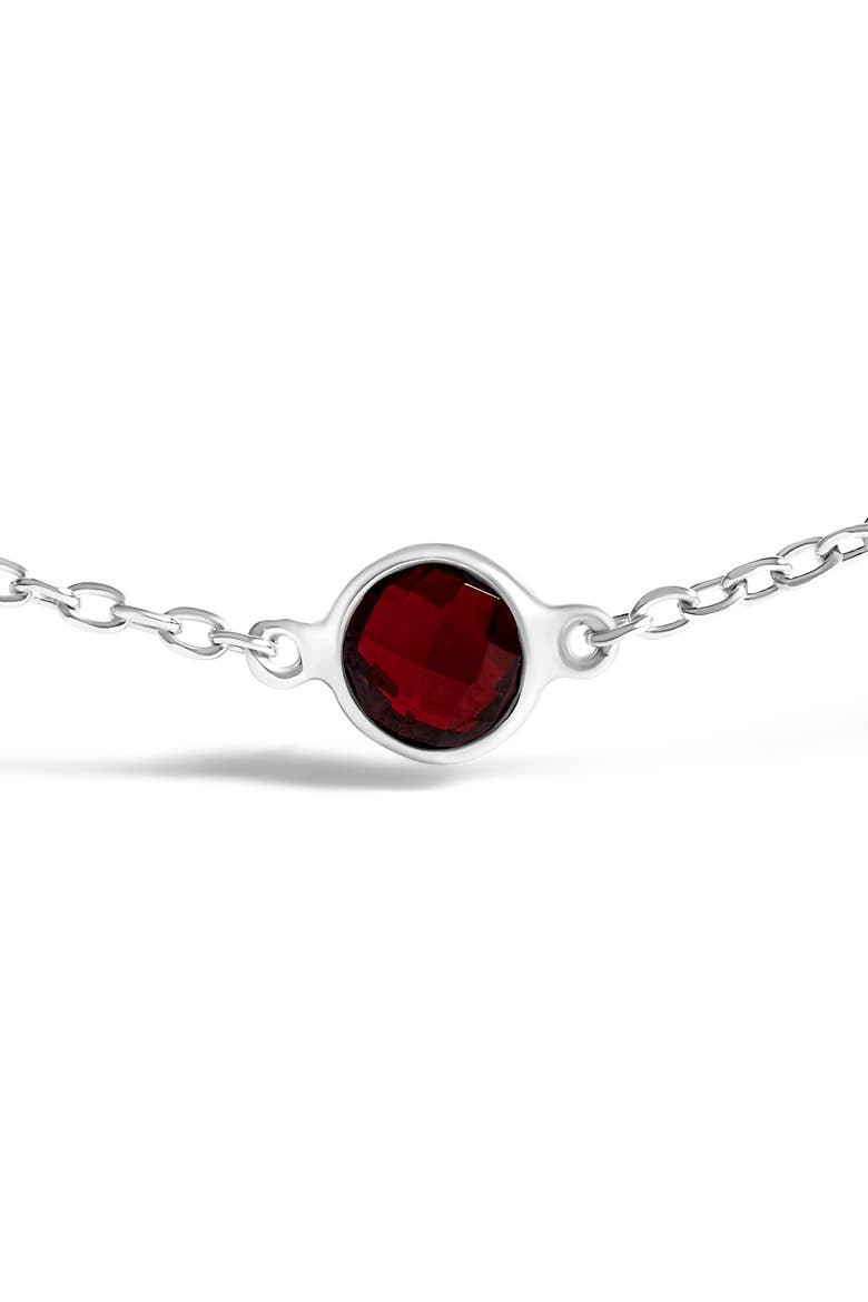 .925 Sterling Silver Bezel Set Red Garnet 5 Station Adjustable Bolo Bracelet, Alternate, color, White