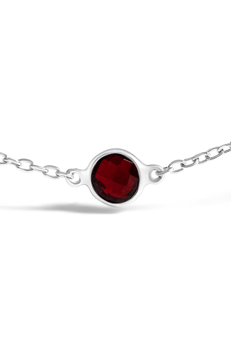 Haus of Brilliance .925 Sterling Silver Bezel Set Red Garnet 5 Station Adjustable Bolo Bracelet, Alternate, color, White