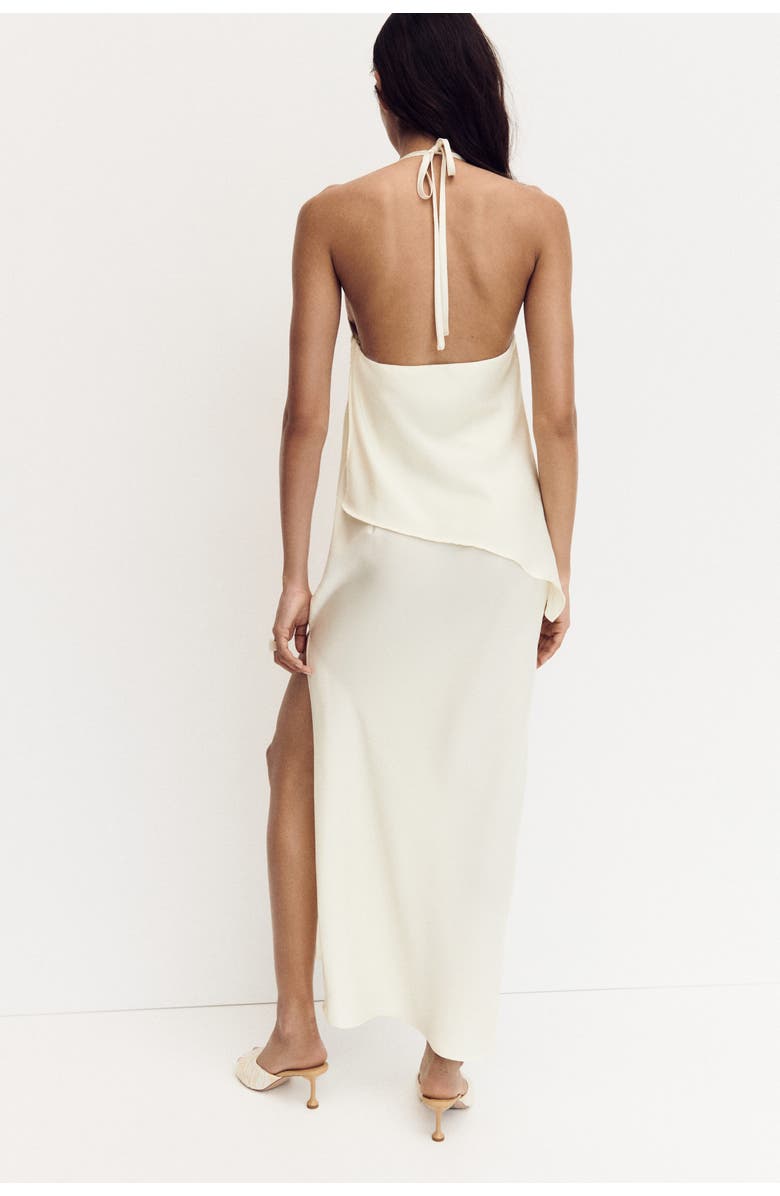 H&M Halterneck Satin Dress, Alternate, color, Cream