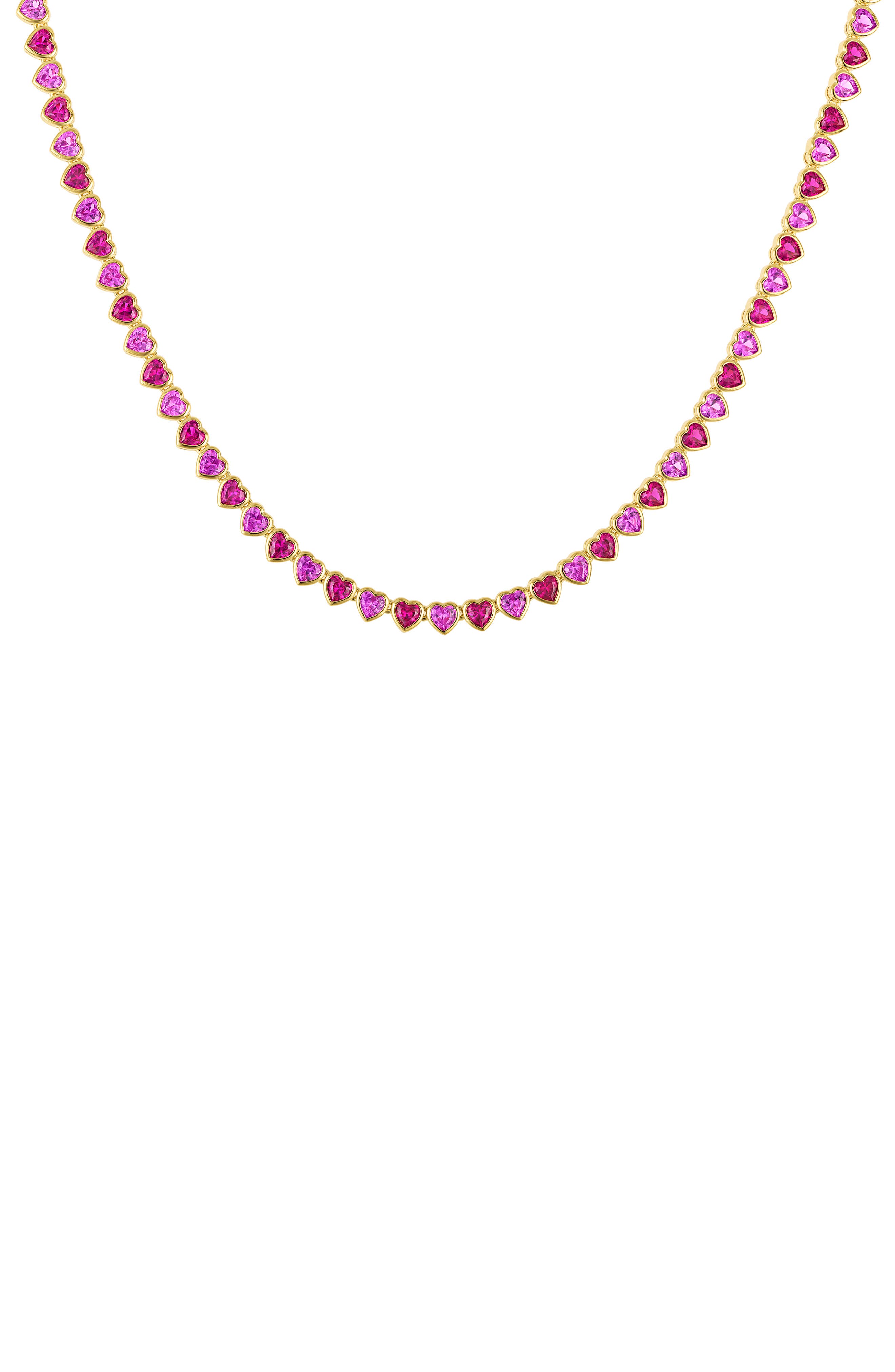 Lab Created Ruby & Pink Sapphire Heart Collar Necklace