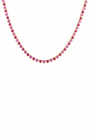 Lab Created Ruby & Pink Sapphire Heart Collar Necklace