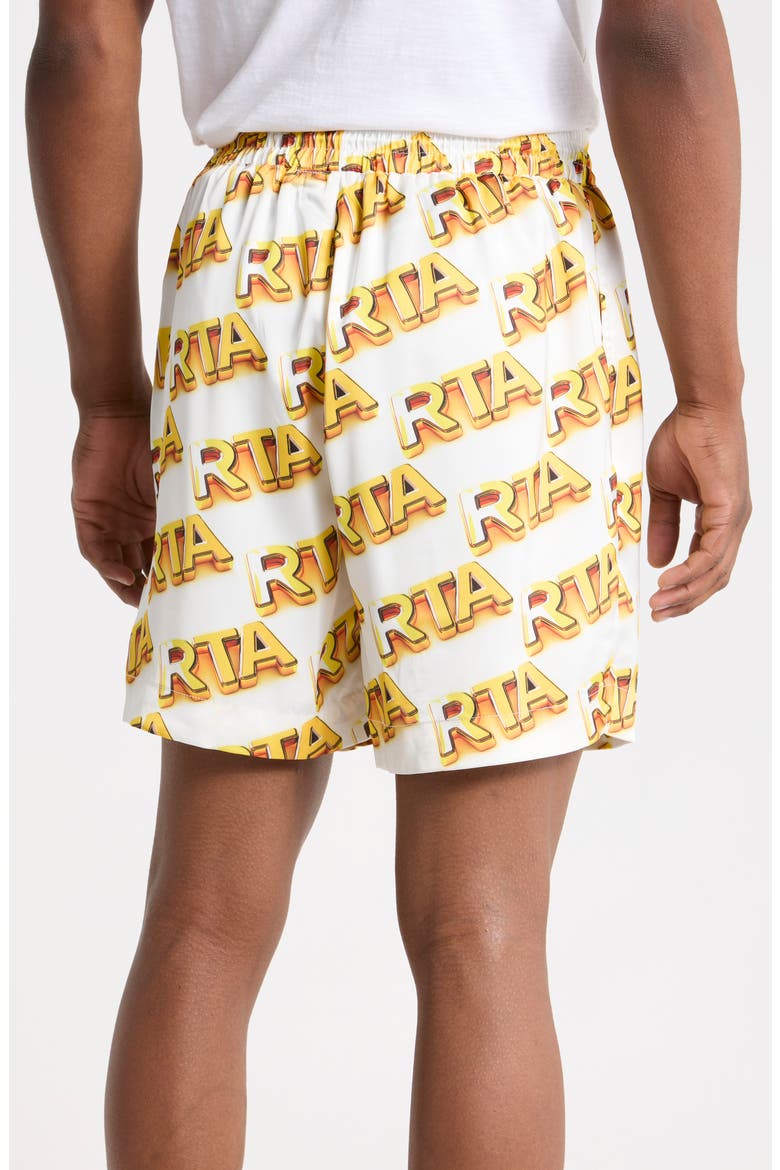 Clyde Logo Print Shorts, Alternate, color, WHITE RTA BULLION