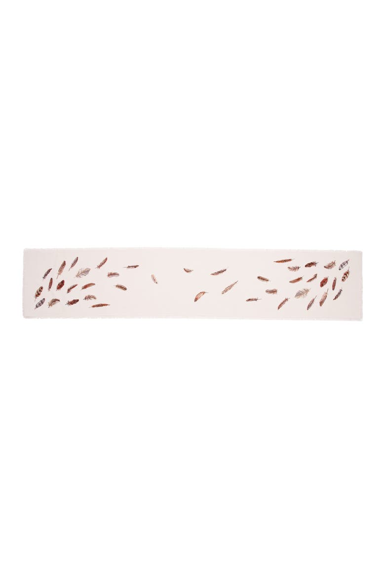 Feather Pattern Table Runner  14" x 72", Main, color, Beige