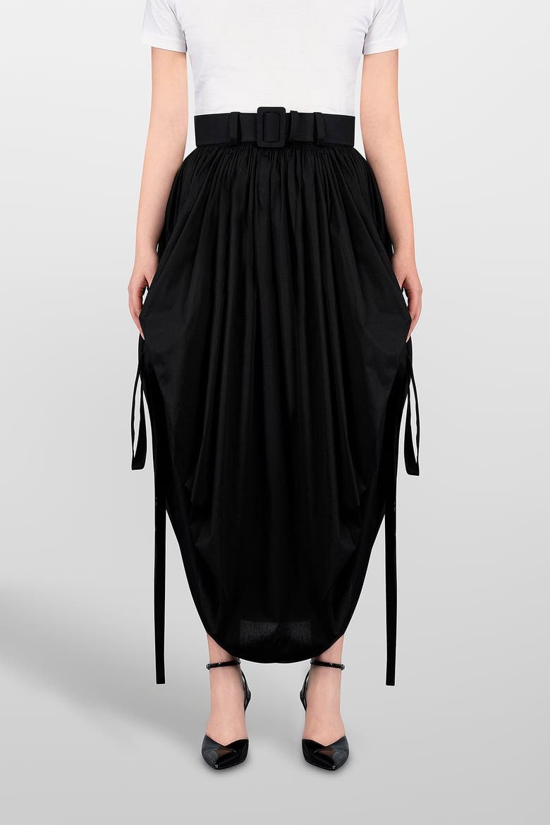 Cotton Skirt Coulisse With Belt, Main, color, Black