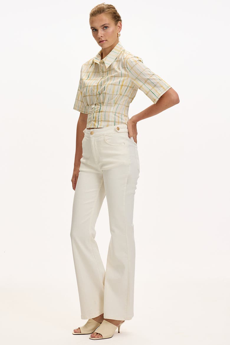Avelaine High Waist Pocket Flared Leg Jeans, Alternate, color, White