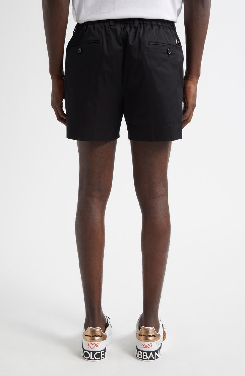 Dolce&Gabbana Pleated Stretch Cotton Bermuda Shorts, Alternate, color, Black