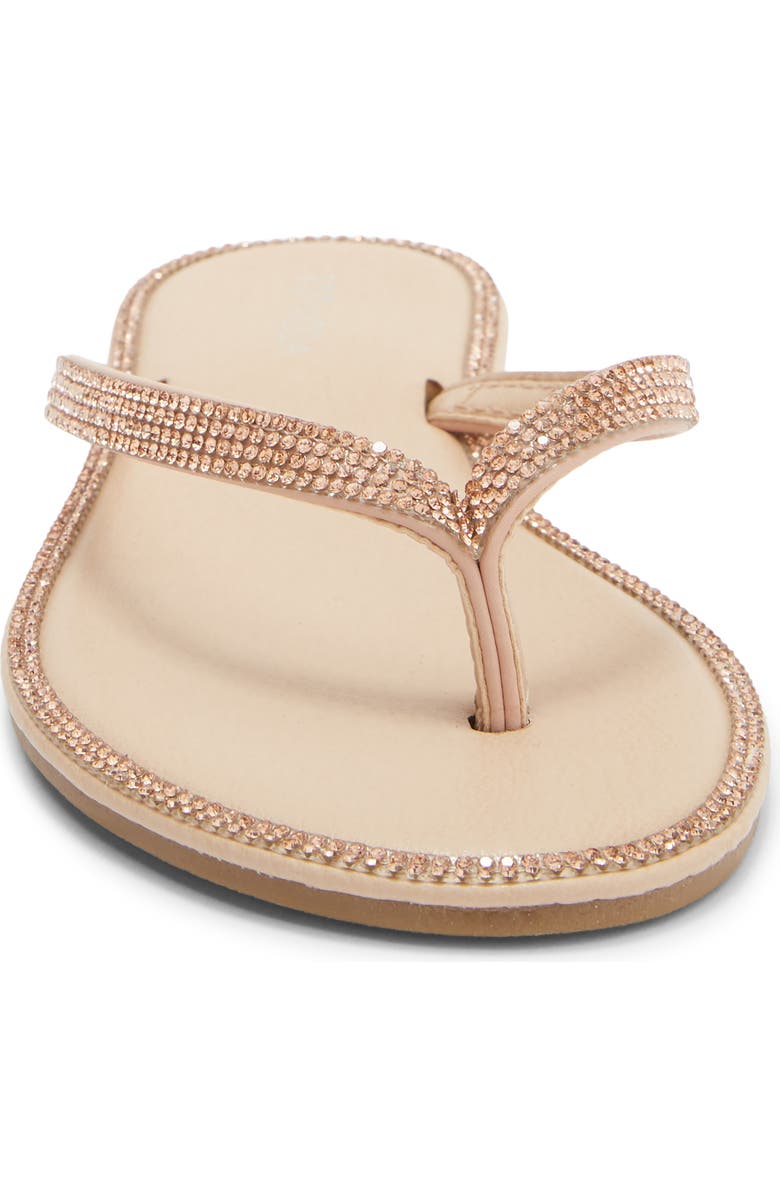 TOP MODA Haiti Rhinestone Embellished Flip Flop, Alternate, color, Rose Gold Pu