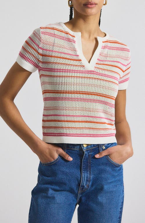 Derek Lam 10 Crosby Andy Stripe Corded Mesh Cotton Blend Sweater