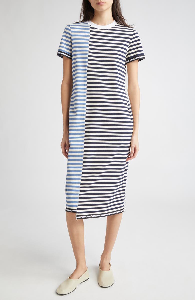 3.1 Phillip Lim Mixed Stripe Cotton T-Shirt Dress, Alternate, color, Midnight Multi