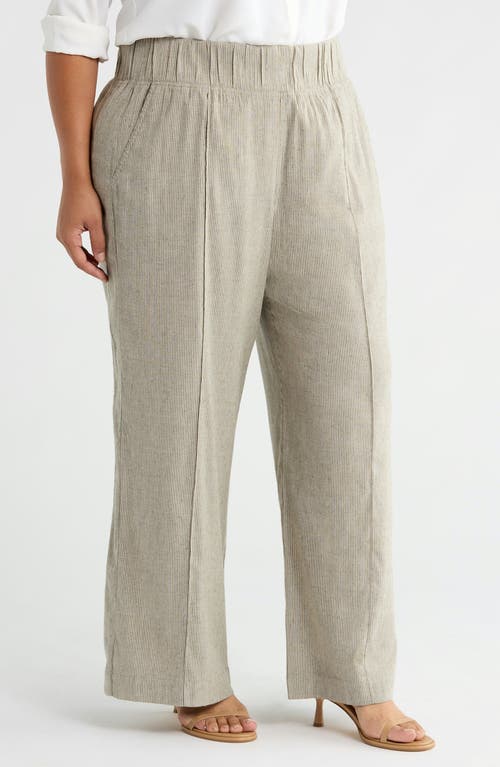 See Rose Go Multitasker Stripe Wide Leg Plus Size Pant In Green