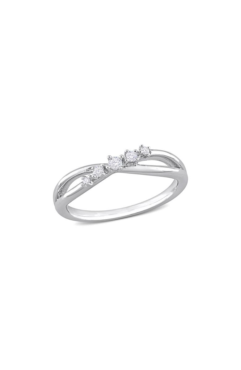 DELMAR Sterling Silver Diamond Bypass Ring - 0.10 ctw, Main, color, 